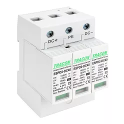   T2 DC típusú túlfeszültség levezető, cserélhető betéttel 1200V