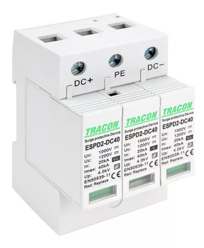 T2 DC típusú túlfeszültség levezető, cserélhető betéttel 1200V