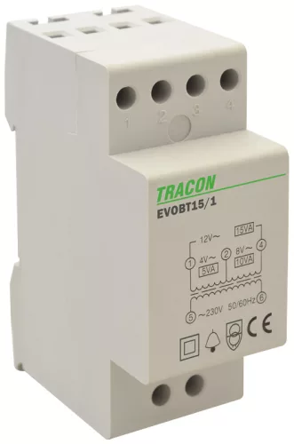 Biztonsági (csengő) transzformátor 230V/4-8-12V AC, Psmax.:15VA, Is:1,15A