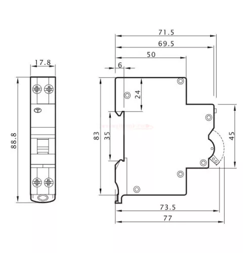 Kombinált védőkapcsoló, elektronikus, 2P, 1 modul, B32