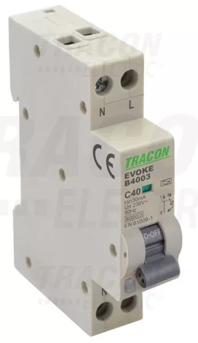 Kombinált védőkapcsoló, elektronikus, 2P, 1 modul, B kar. B40, 30mA, 6kA, AC,