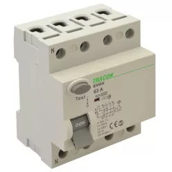 Áram-védőkapcsoló, 4 pólusú 63A, 300mA, 6kA, AC