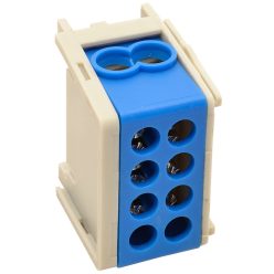   Főáramköri leágazó kapocs, sínre szerelhető, kék 1×35+1×25mm2