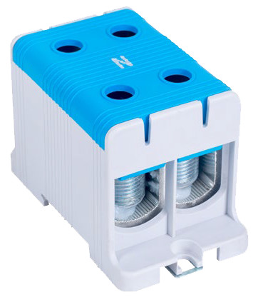 Főáramköri leágazó kapocs dupla, sínre és felületre szerelhető, kék 35-150mm2