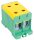 Főáramköri leágazó kapocs dupla, sínre és felületre szerelhető, zöld/sárga 35-150mm2