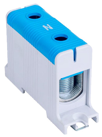 Főáramköri leágazó kapocs, sínre és felületre szerelhető, kék 1,5-16mm2
