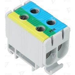   Főáramköri leágazó kapocs, sínre szerelhető, kék,zöld/sárga 6-50mm2