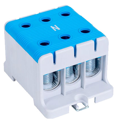 Főáramköri leágazó kapocs, sínre szerelhető, kék 6-50mm2