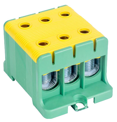 Főáramköri leágazó kapocs, sínre szerelhető, zöld/sárga 6-50mm2