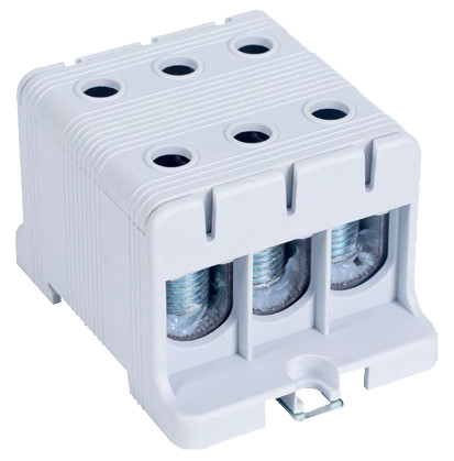 Főáramköri leágazó kapocs tripla, sínre és felületre szerelhető, szürke 16-95mm2