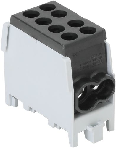 Főáramköri leágazó kapocs dupla, sínre szerelhető, fekete 2.5-25mm2