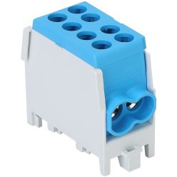   Főáramköri leágazó kapocs dupla, sínre szerelhető, kék 2.5-25mm2
