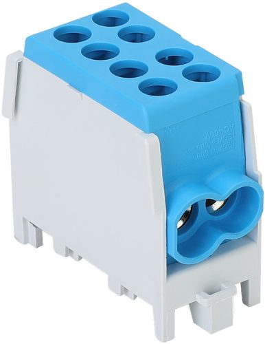 Főáramköri leágazó kapocs dupla, sínre szerelhető, kék 2.5-25mm2