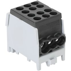   Főáramköri leágazó kapocs tripla, sínre szerelhető, fekete 2.5-25mm2