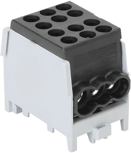 Főáramköri leágazó kapocs tripla, sínre szerelhető, fekete 2.5-25mm2