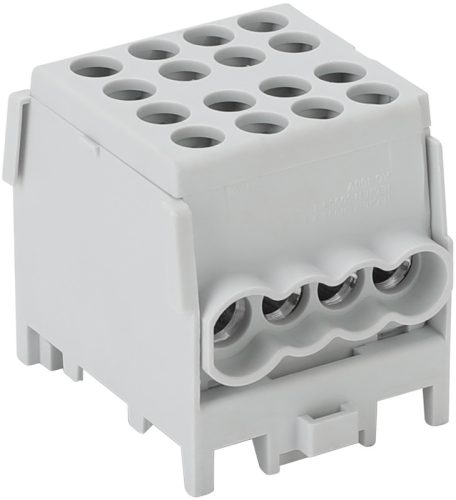 Főáramköri leágazó kapocs négyes, sínre szerelhető, szürke 2.5-25mm2