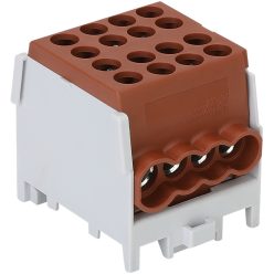   Főáramköri leágazó kapocs négyes, sínre szerelhető, barna 2.5-25mm2