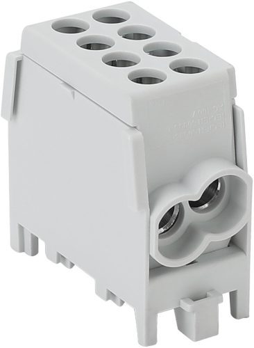 Főáramköri leágazó kapocs dupla, sínre szerelhető, szürke 2.5-25mm2