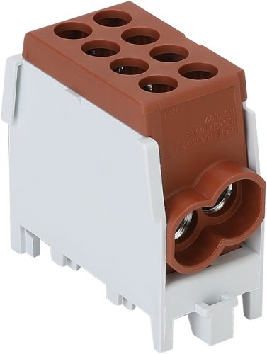 Főáramköri leágazó kapocs dupla, sínre szerelhető, barna 2.5-25mm2