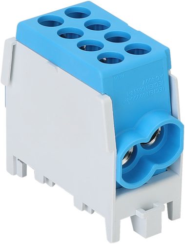 Főáramköri leágazó kapocs dupla, sínre szerelhető, kék 2.5-25mm2