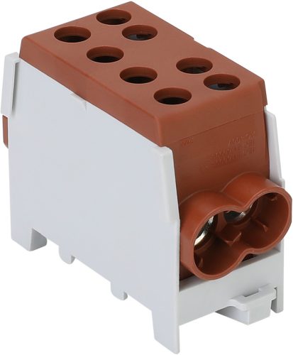 Főáramköri leágazó kapocs dupla, sínre szerelhető, barna 6-35mm2