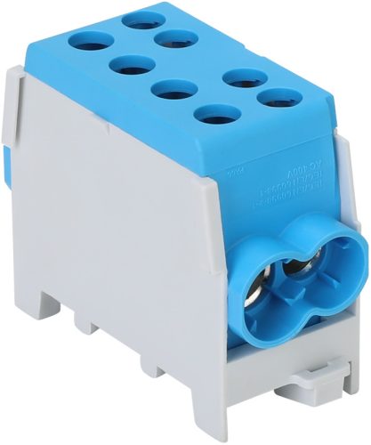 Főáramköri leágazó kapocs dupla, sínre szerelhető, kék 6-35mm2