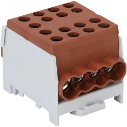   Főáramköri leágazó kapocs négyes, sínre szerelhető, barna 6-35mm2