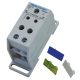 Fővezetéki leágazó sorkapocs, sínre szerelhető 1×50mm2 / 4×16mm2