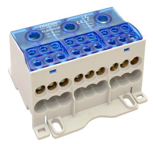 Fővezetéki leágazó sorkapocs nyitható fedéllel 3×1×50(35)mm2 / 3×6×16(10)mm2