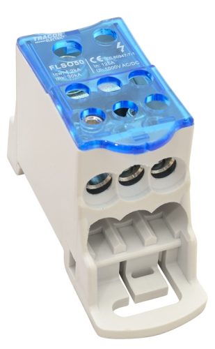 Fővezetéki leágazó sorkapocs nyitható fedéllel 1×50(35)mm2 / 6×25(16)mm2