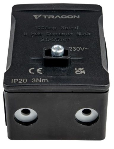 Fővezetéki sorozatkapocs, plombálható, fekete