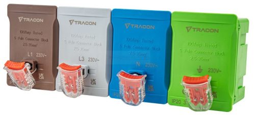 Fővezetéki sorozatkapocs, plombálható, kék