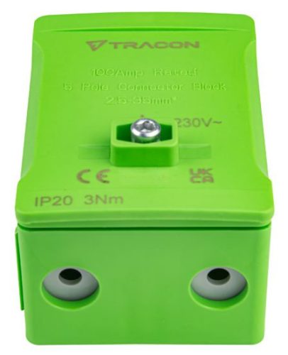 Fővezetéki sorozatkapocs, plombálható, zöld