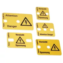   Figyelmeztető tábla sorozatkapocshoz, 8 raszteres, 5 modul 31x23mm