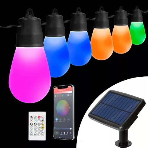 Smart szolár fényfüzér 15db RGB LED