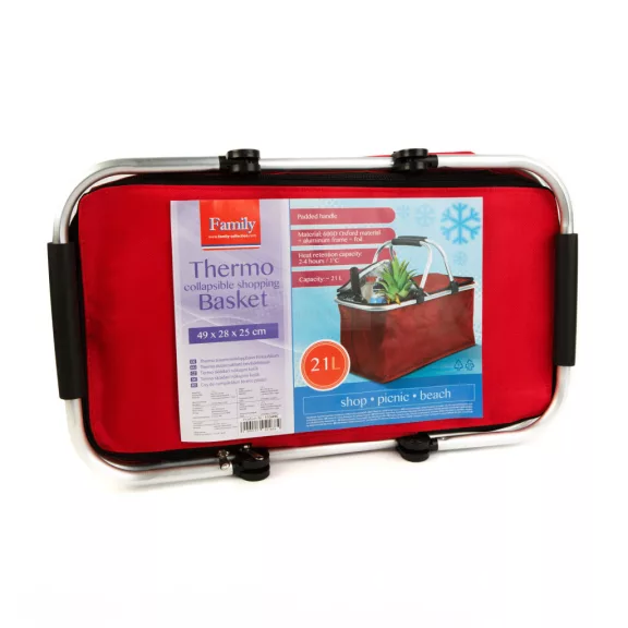 Thermo összecsukható bevásárlókosár - 49 x 28 x 25 cm - 21 L - piros