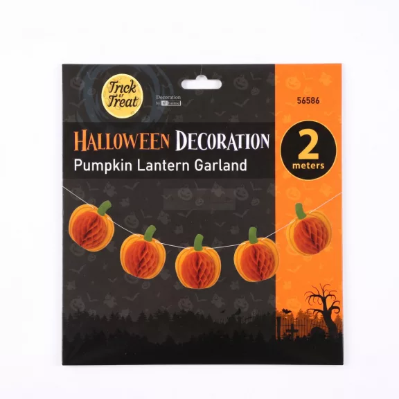 Halloween-i dekoráció - tök lampion girland - papír - 2 m