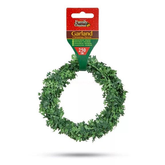 Karácsonyi dekoráció - zöld girland - 2,5 m
