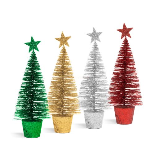 Mini dekor műfenyő - glitteres - 18 cm - 4 szín