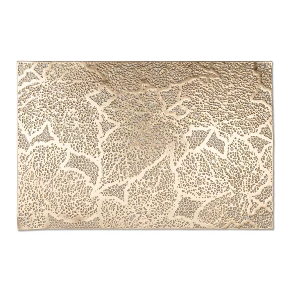 Tányéralátét - levélmintás - PVC - 45 x 30 cm - arany