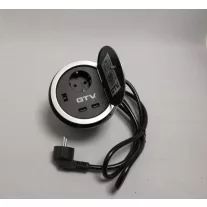   Irodai asztalba süllyeszthető elosztó 1db dugalj   2db USB 5V 2A