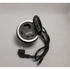   Irodai asztalba süllyeszthető elosztó 1db dugalj   2db USB 5V 2A