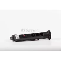   Elosztó 3x230V, 2xUSB, IP20, fekete, műanyag, asztalba süllyesztett, 60mm keskeny, SCHUKO