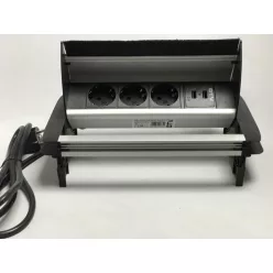  Irodai asztalba süllyeszthető elosztó mortise 3db dugalj + 2db USB 5V 2,1A