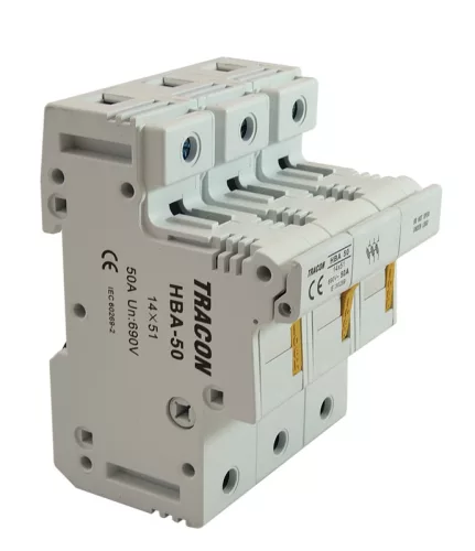 Szakaszolókapcsoló-biztosítóhengeres bizt.hoz, maszkolható 50A, 14x51mm; Un=230V/400V