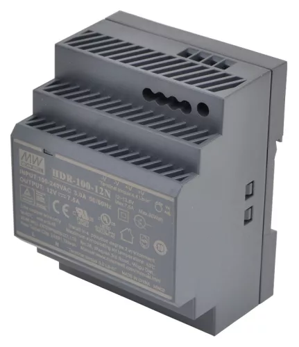 Mean Well DIN sínre szerelhető tápegység szabályozható DC kimenettel 85-264 VAC / 12 VDC, 100 W, 0-7,5 A