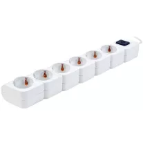 Hordozható 6-os elosztósáv kapcsolóval, fehér 1,4m