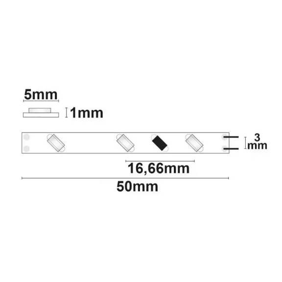Prémium Micro LED szalag 60LED/m természetes fehér 400Lm/m 12V 5W/m 5mm széles