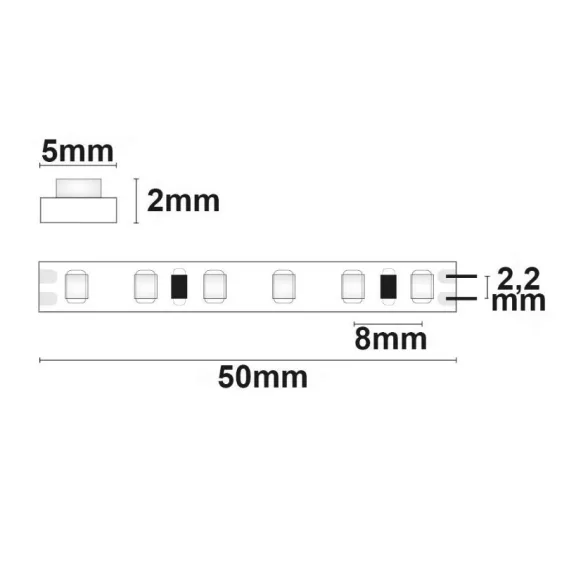 Prémium Micro LED szalag, 24 V, 9,6 W, IP20, semleges fehér 5 mm széles