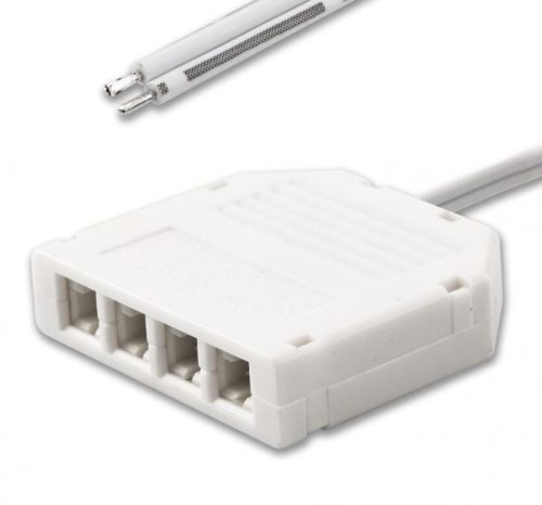 Elosztókábel 60cm szabad vezeték - 4 anya MiniAMP csatlakozóval 2 eres  fehér